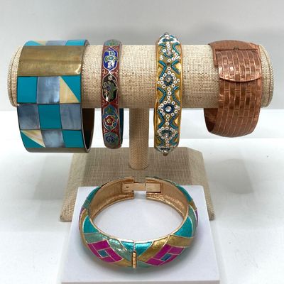 LOT 7: Vintage Braclets - Bangle and Millefiori Glass Bead Styles
