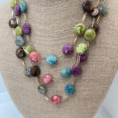 LOT 28: Vintage Lovely Line Green Watch with Orange Band, Statement Star Choker Necklace, Western Germany Graduated Color Beads and More