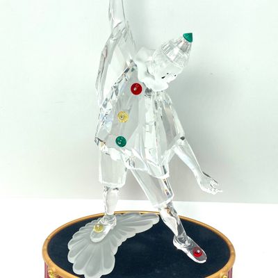 LOT 102: Retired Swarovski Crystal Pierrot Clown Figurine with Base