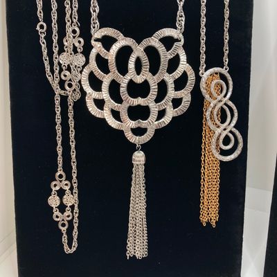 LOT 31: Large Collection of Silver Tone Necklaces - Statement Styles and More