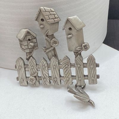 LOT 11: Silver Tone Vintage Brooch / Pin Collection - Dodds 11 West 30th St. Circa 1950's, JJ, Pewter and More