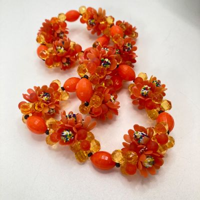 LOT 28: Vintage Lovely Line Green Watch with Orange Band, Statement Star Choker Necklace, Western Germany Graduated Color Beads and More