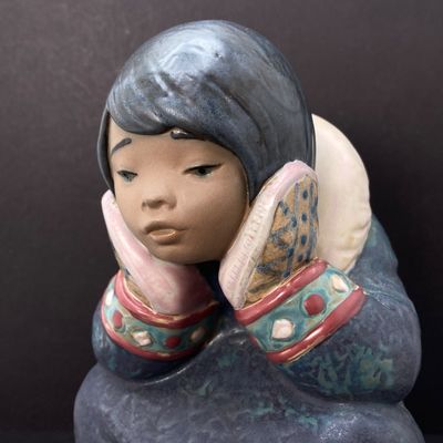 LOT 101: Lladro "Pensive Esquimo Girl" No. 2158 with Original Box