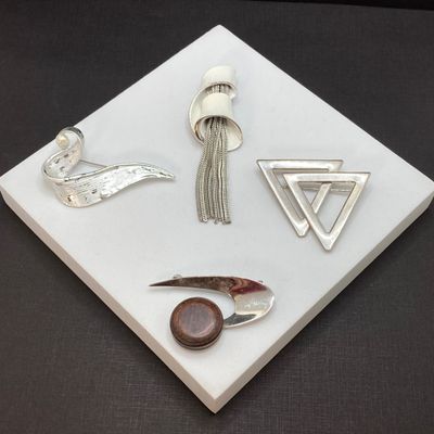 LOT 15: Vintage Silver Tone Brooch / Pin Collection and More