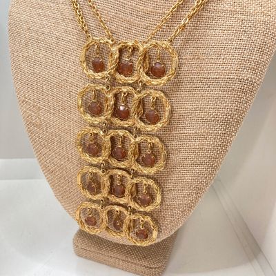 LOT 32: Gold Tone Statement Necklaces, Namruf Swiss Made 17 Jewels Necklace Watch and More