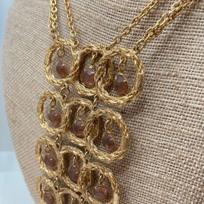 LOT 32: Gold Tone Statement Necklaces, Namruf Swiss Made 17 Jewels Necklace Watch and More