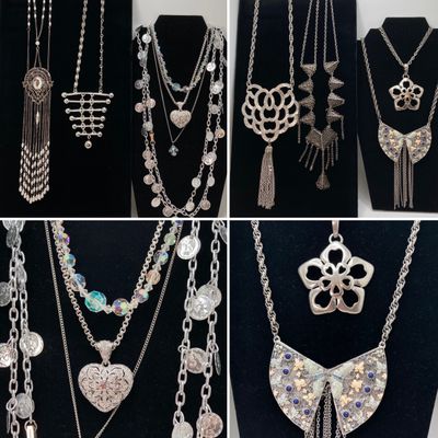 LOT 33: Large Collection of Silver Tone Necklaces