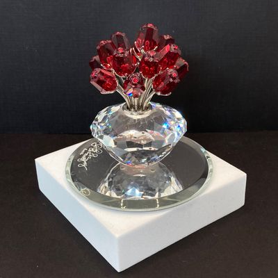 LOT 111: Swarovski Crystal Collection - SCS 10th Anniversary "The Squirrel" in Original Box with 2002 Bouquet of Roses
