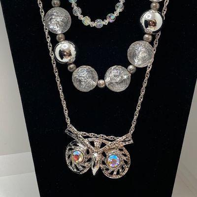 LOT 31: Large Collection of Silver Tone Necklaces - Statement Styles and More