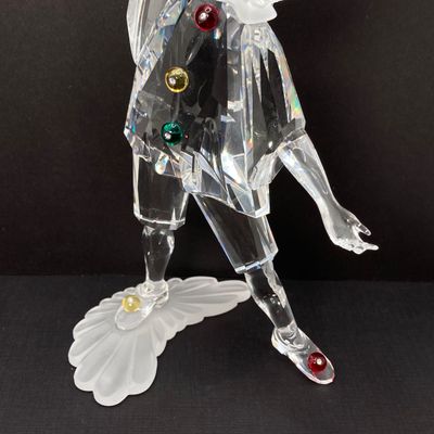 LOT 102: Retired Swarovski Crystal Pierrot Clown Figurine with Base