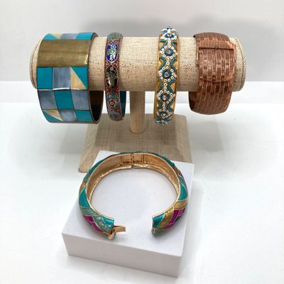 LOT 7: Vintage Braclets - Bangle and Millefiori Glass Bead Styles