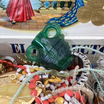 LOT 25: Vintage El Producto Box filled with Craft Jewelry and More