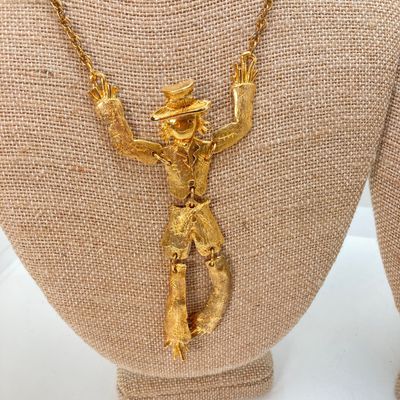 LOT 32: Gold Tone Statement Necklaces, Namruf Swiss Made 17 Jewels Necklace Watch and More