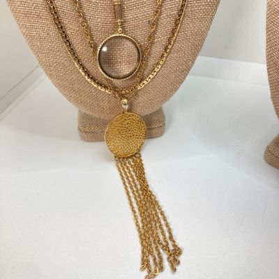 LOT 32: Gold Tone Statement Necklaces, Namruf Swiss Made 17 Jewels Necklace Watch and More