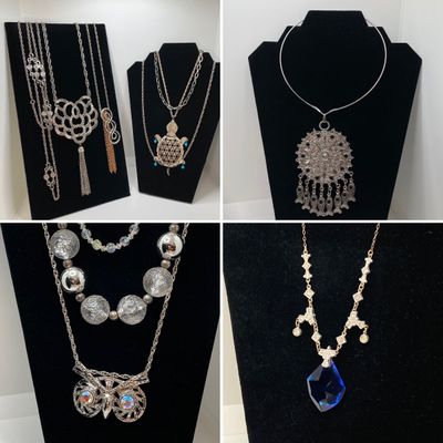 LOT 31: Large Collection of Silver Tone Necklaces - Statement Styles and More
