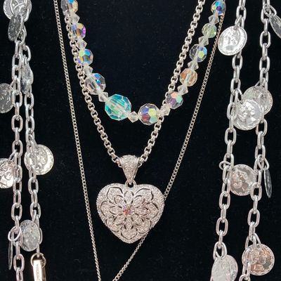 LOT 33: Large Collection of Silver Tone Necklaces