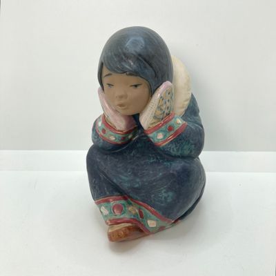 LOT 101: Lladro "Pensive Esquimo Girl" No. 2158 with Original Box