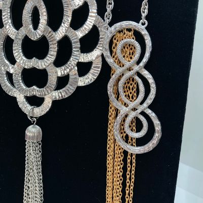 LOT 31: Large Collection of Silver Tone Necklaces - Statement Styles and More