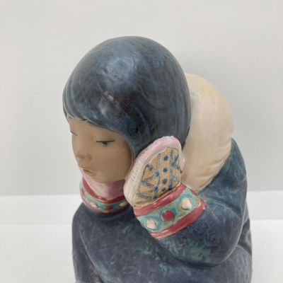LOT 101: Lladro "Pensive Esquimo Girl" No. 2158 with Original Box