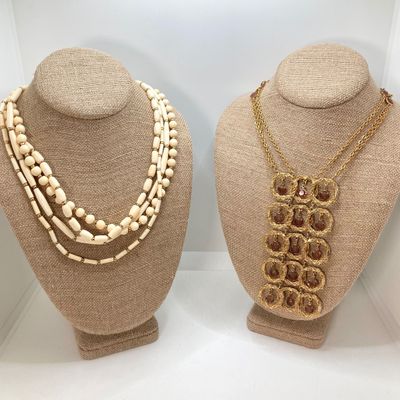 LOT 32: Gold Tone Statement Necklaces, Namruf Swiss Made 17 Jewels Necklace Watch and More