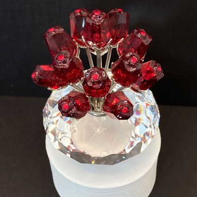 LOT 111: Swarovski Crystal Collection - SCS 10th Anniversary "The Squirrel" in Original Box with 2002 Bouquet of Roses