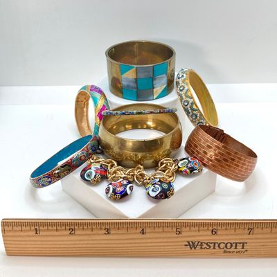 LOT 7: Vintage Braclets - Bangle and Millefiori Glass Bead Styles