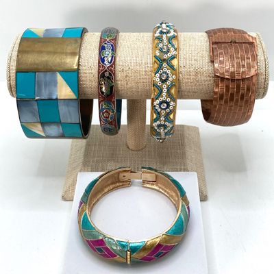 LOT 7: Vintage Braclets - Bangle and Millefiori Glass Bead Styles