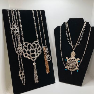 LOT 31: Large Collection of Silver Tone Necklaces - Statement Styles and More