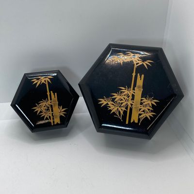 LOT 29: Vintage This and That - Designer Watch in Original Box, Black Lacquer Trinket Boxes, Savings Stamp Album, Hair Barettes, Beaded...