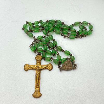LOT 20: Vintage Religious Collection - Personalized Statue, Rosary Beads, Worry Beads and More