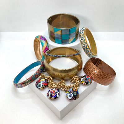 LOT 7: Vintage Braclets - Bangle and Millefiori Glass Bead Styles