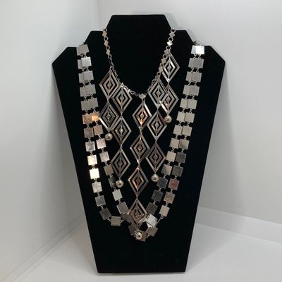 LOT 33: Large Collection of Silver Tone Necklaces