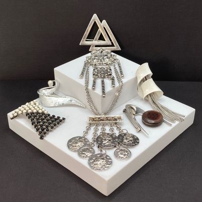 LOT 15: Vintage Silver Tone Brooch / Pin Collection and More
