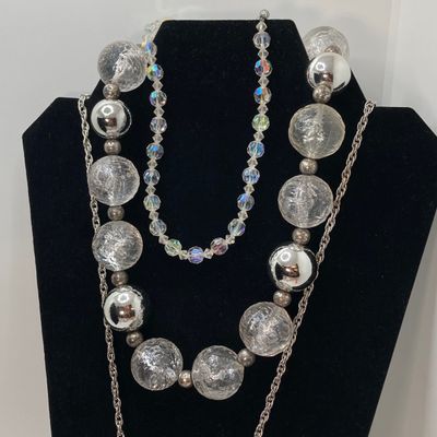 LOT 31: Large Collection of Silver Tone Necklaces - Statement Styles and More