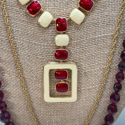 LOT 32: Gold Tone Statement Necklaces, Namruf Swiss Made 17 Jewels Necklace Watch and More