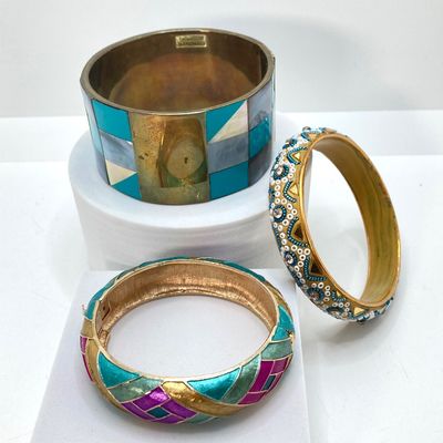 LOT 7: Vintage Braclets - Bangle and Millefiori Glass Bead Styles