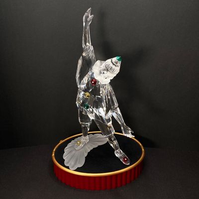 LOT 102: Retired Swarovski Crystal Pierrot Clown Figurine with Base