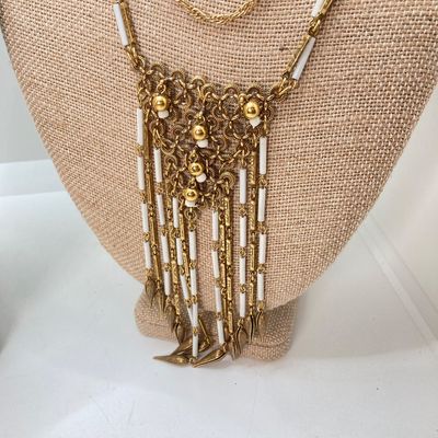 LOT 32: Gold Tone Statement Necklaces, Namruf Swiss Made 17 Jewels Necklace Watch and More