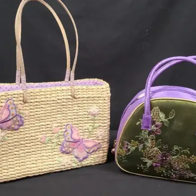Purple Picnic Pair of Handbags