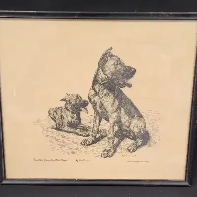 Signed Ric Riccardo, 1948 limited edition pen and ink drawing "Quad Cani Bonum Est, Mihi Bonum"