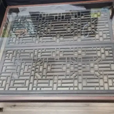 Custom One of Kind Metal Glass Top Coffee Table 