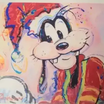 Goofy Greetings - Disney Imagineer Eric Robison Petite Artpiece Signed On Reverse