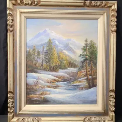 Lively Landscape Painting Of A Mountainous Scene By Sharick, Signed 