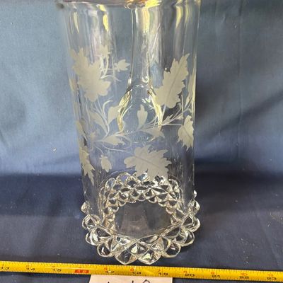 EAPG Ripley U.S. Glass Pavonia aka Pineapple Stem Pitcher w/ Leaves Design 1880s