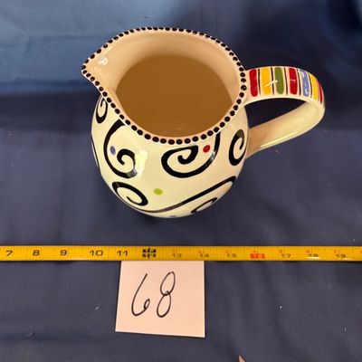Thompson & Elm M. Bagwell Happy Together Collection Ceramic Pitcher, 7.5-Inches Tall, Multicolor