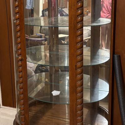 Vintage Barley Twist Bow Front Curio Cabinet