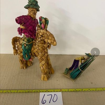 Vintage Mexican Folk Art Woven Dolls
