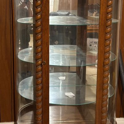 Vintage Barley Twist Bow Front Curio Cabinet