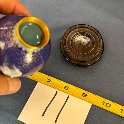 VINTAGE CHINESE ENAMEL FLOWER VASE GOBALT BLUE