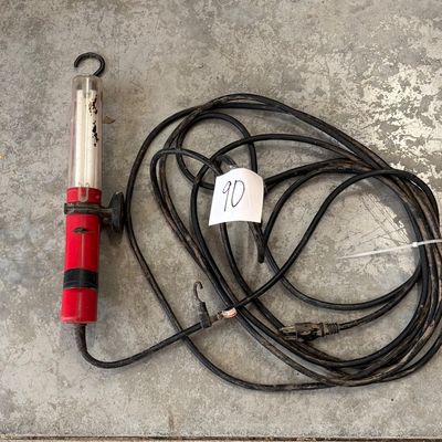 Fluorescent Long Corded Red Work Light shop hanging